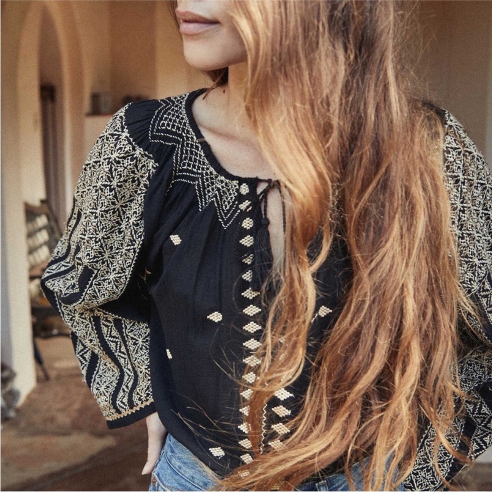 NWT Doen Valadon black embroidered top - Picture 4 of 10